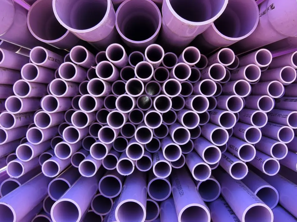 Plastic water and drain pipes prepared for installation